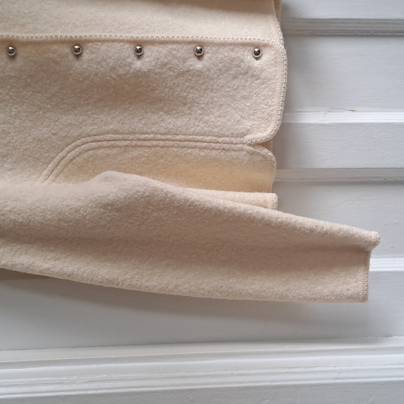 Size 12 Cream Boiled Wool Jacket - Vintage suit style jacket - Field Manor - Picture 3 of 7